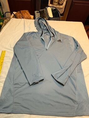 Adidas Men's Light Gray Hooded Pullover Jacket size XL
